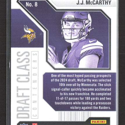 2024 Panini Contenders Draft Class Contenders J.J. McCarthy #8 063/199 RC