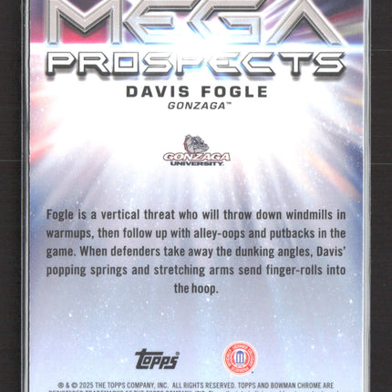 2025 Bowman Chrome University Mega Prospects Davis Fogle #MP-22 Mojo Refractor