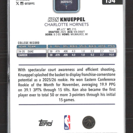 2026 Topps Chrome Kon Knueppel #154 RC