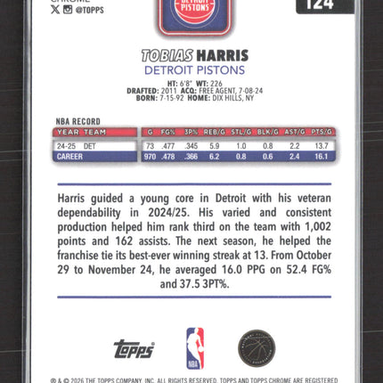 2026 Topps Chrome Tobias Harris #124 Frozen Fractor -4/0