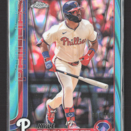 2025 Topps Chrome Kyle Schwarber #31 Aqua Wave Refractor 006/199
