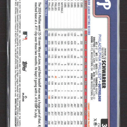 2025 Topps Chrome Kyle Schwarber #31 Aqua Wave Refractor 006/199