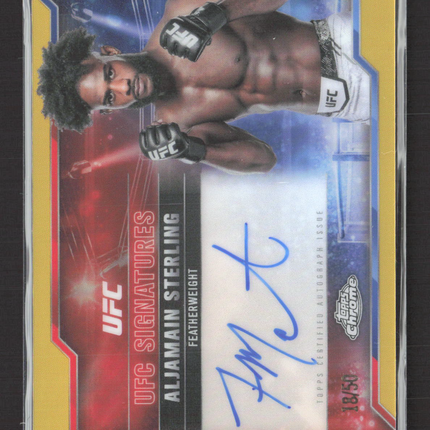 2025 Topps Chrome UFC Aljamain Sterling #SIG-AS Gold Refractor 18/50 Auto