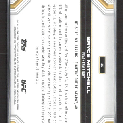 2024 Topps Chrome UFC Bryce Mitchell #36 Gold Refractor /50