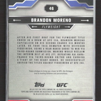 2024 Topps Chrome UFC Brandon Moreno #46 Blue Refractor 53/99