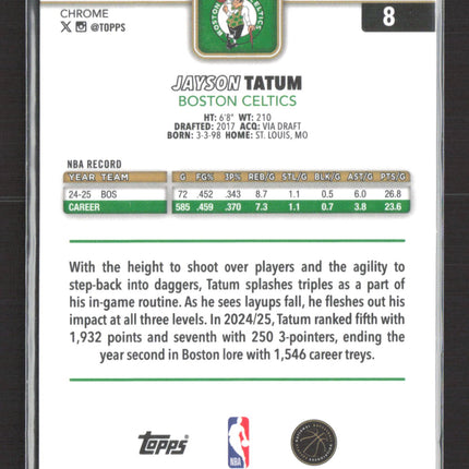 2026 Topps Chrome Jayson Tatum #8 Aqua Wave 055/198
