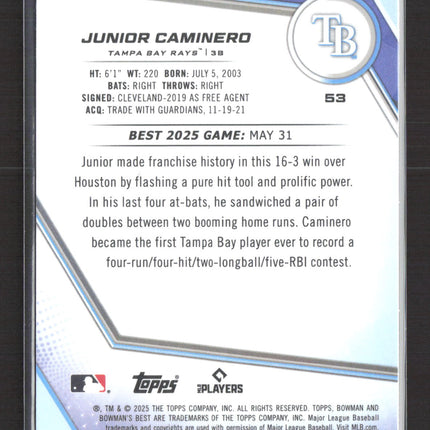 2025 Bowman's Best Junior Caminero #53 212/350