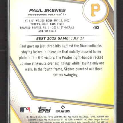 2025 Bowman's Best Paul Skenes #40 Purple Refractor 230/250