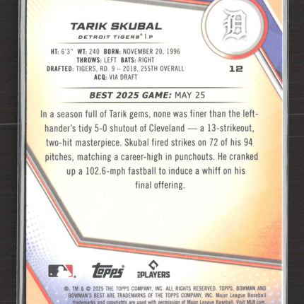 2025 Bowman's Best Tarik Skubal #12 Blue Refractor 026/150