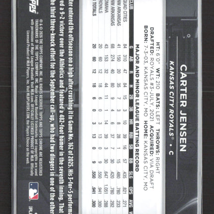 2026 Topps Chrome Black Carter Jensen #58 Gold 02/50 RC