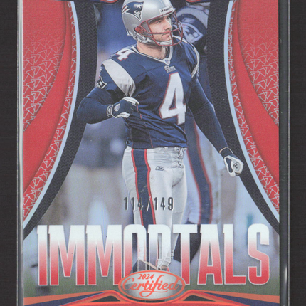2024 Panini Certified Immortals Adam Vinatieri #1 Red 114/149