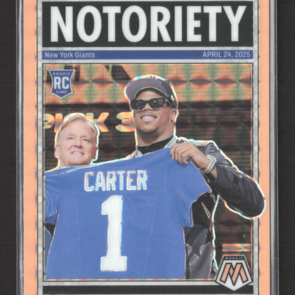 2025 Panini Mosaic Football Notoriety Abdul Carter #14 Orange