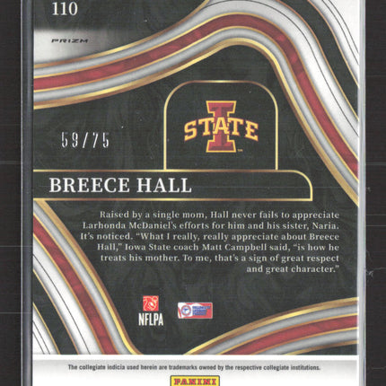 2022 Panini Select Draft Picks Breece Hall #110 RC 59/75