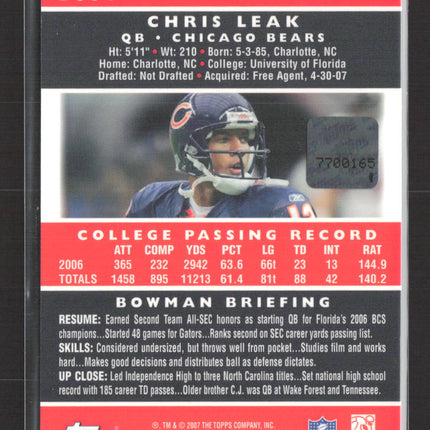 2007 Bowman Chrome Chris Leak #BC64 RC Auto