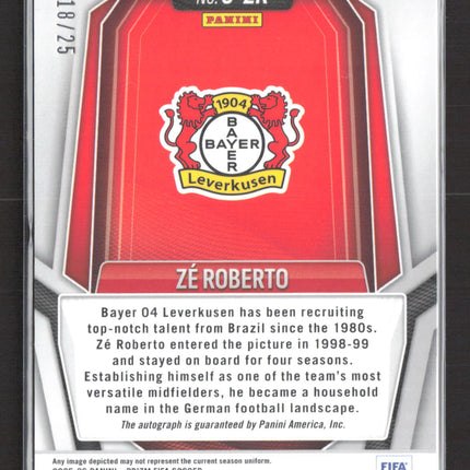 2025 Panini Prizm FIFA Soccer Zé Roberto #S-ZR Orange 18/25 Auto