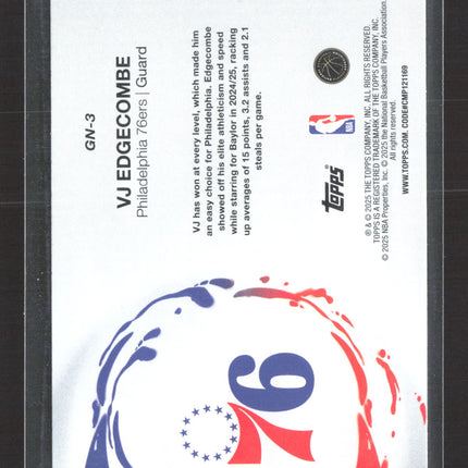 2025 Topps Generation Now VJ Edgecombe #GN-3 RC