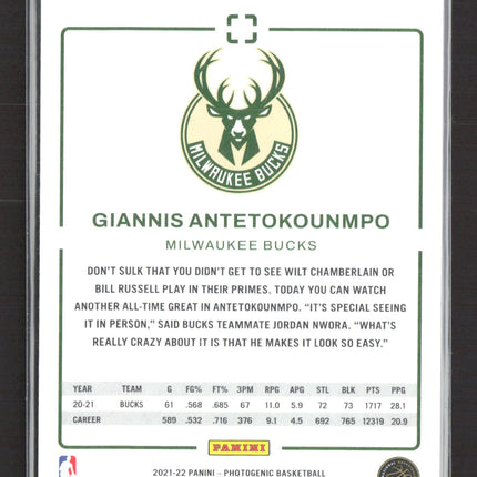2022 Panini Photogenic Giannis Antetokounmpo #21