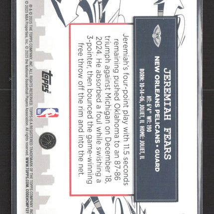 2025 Topps Clutch City Prospects Jeremiah Fears #CC-7 RC