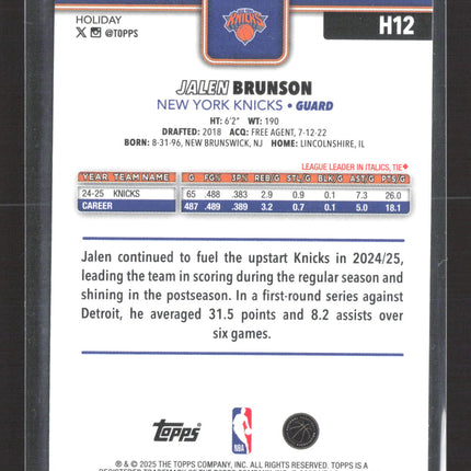 2025 Topps Holiday Jalen Brunson #H12
