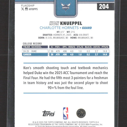2025 Topps Flagship Kon Knueppel #204 RC