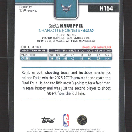 2025 Topps Holiday Kon Knueppel #H164 RC