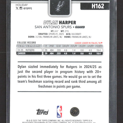 2025 Topps Holiday Dylan Harper #H162