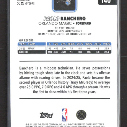 2025 Topps Chrome Paolo Banchero #140 Red White Blue