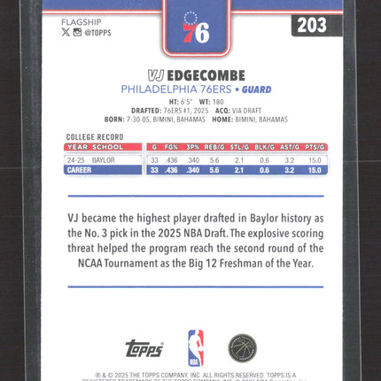 2025 Topps VJ Edgecombe #203 RC