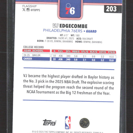 2025 Topps Flagship VJ Edgecombe #203 RC