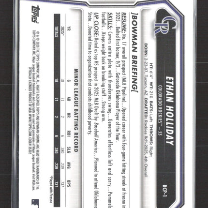 2026 Bowman Chrome Ethan Holliday #BCP-1
