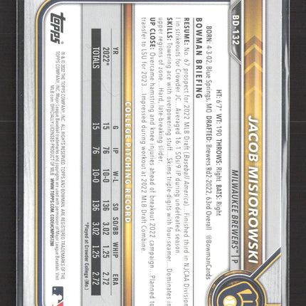2022 Bowman Draft Jacob Misiorowski #BD-132