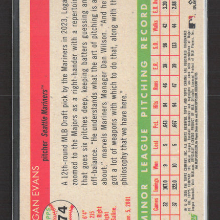 2025 Topps Heritage Chrome Logan Evans #274 RC