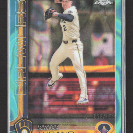2025 Topps Chrome Brice Turang #109 Aqua RayWave 158/190