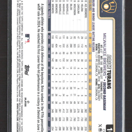 2025 Topps Chrome Brice Turang #109 Aqua RayWave 158/190
