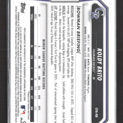 2024 Bowman Chrome Roldy Brito #CPA-RB Auto