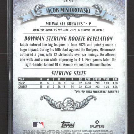 2026 Bowman Sterling Rookie Revelation Jacob Misiorowski #BSR-13 RC
