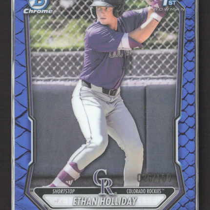 2026 Bowman Chrome Ethan Holliday #BCP-1 Blue Reptillian 026/150