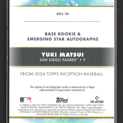 2024 Topps Inception Baseball Yuki Matsui #BRES-YM RC 52/75 Auto