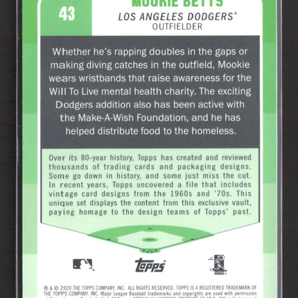 2020 Topps Archives Mookie Betts #43 Blue 34/40