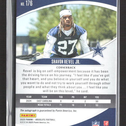 2025 Panini Absolute Football Shavon Revel Jr. #176 RC 009/100 Auto