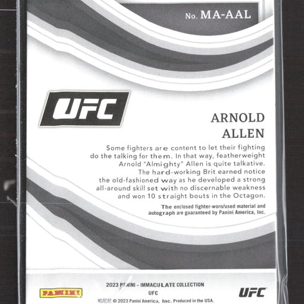 2023 Panini Immaculate Collection UFC Arnold Allen #MA-AAL Patch Auto