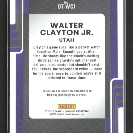 2025 Panini Donruss Threads Walter Clayton Jr. #DT-WCJ RC Patch