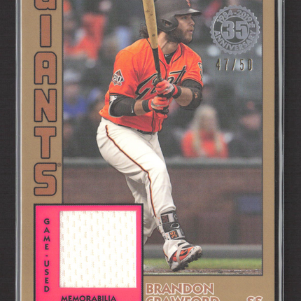 2019 Topps 1984 Brandon Crawford #84R-BC Gold 47/50 Game-Used Patch