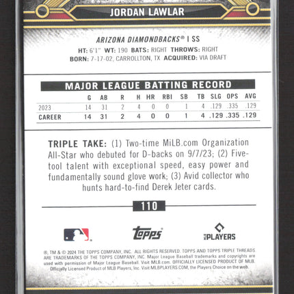2024 Topps Triple Threads Jordan Lawlar #110 Pink RC 114/125