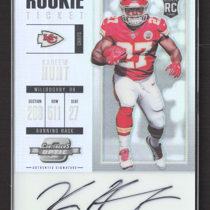 2018 Panini Contenders Optic Kareem Hunt #117 RC Auto