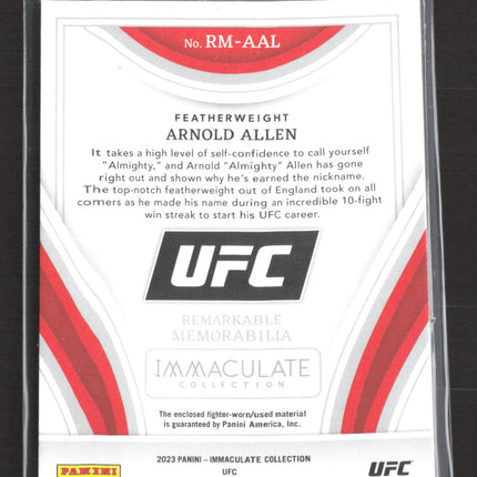 2023 Panini Immaculate Collection UFC Arnold Allen #RM-AAL Patch 72/99