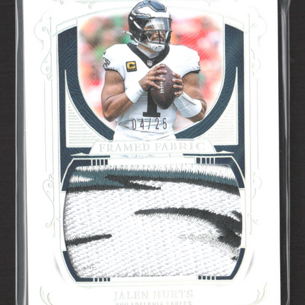 2026 National Treasures Framed Fabric Jalen Hurts #FF-JHS Logo Patch 04/25