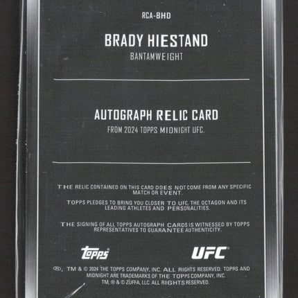 2024 Topps Midnight UFC Brady Hiestand #RCA-BHD RC Patch Auto
