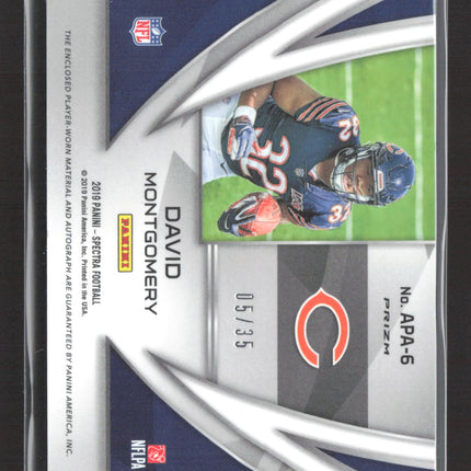 2019 Panini Spectra David Montgomery #APA-6 Neon Purple 05/35 RC Patch Auto
