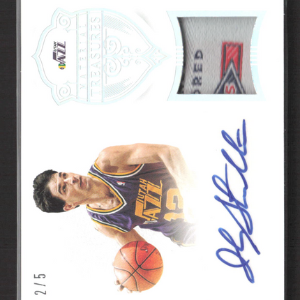 2015 Panini National Treasures John Stockton #MTS-JST Game Worn 2/5 Auto
